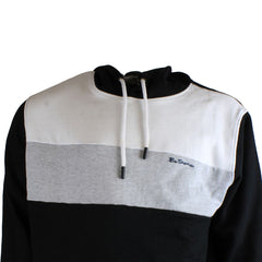 Ben Sherman Striped Panelled Mens Black Hoodie - Size XL - Mark on the front