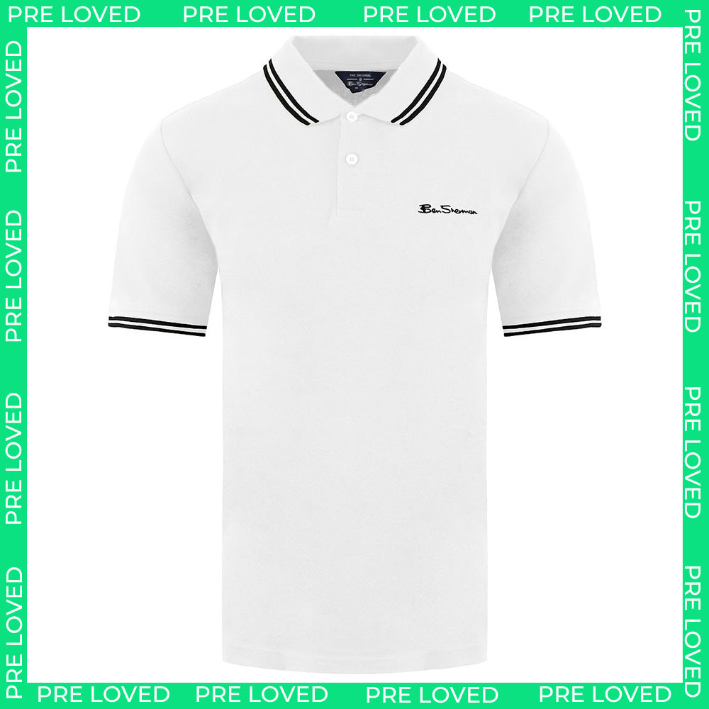 Ben Sherman Collar Interest Mens White Polo Shirt NO TAG