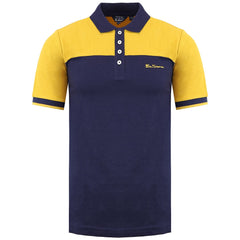 Ben Sherman Colour Block Mens Navy/Yellow Polo Shirt