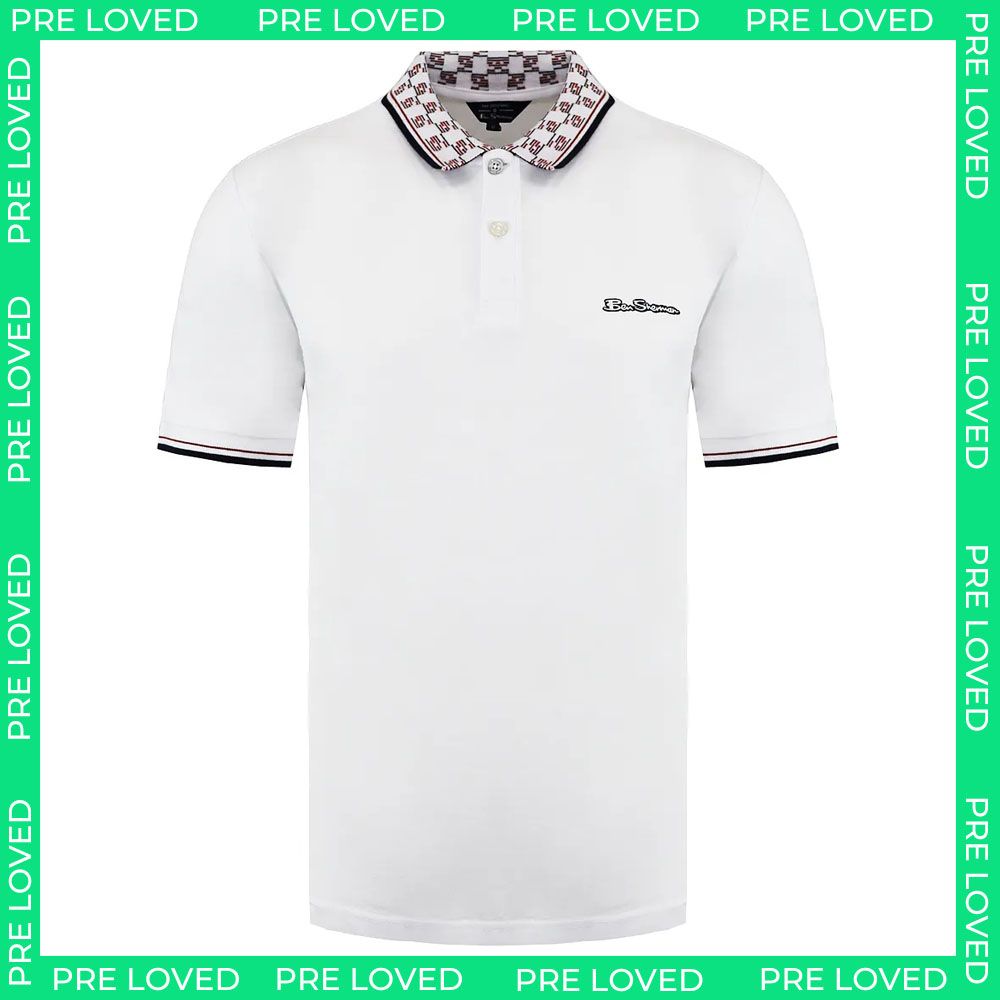 Ben Sherman Collar Interest Mens White Polo Shirt - Marks