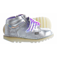 Kickers Kick Hi Angelic Kids Silver Boots