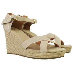 Toms Strappy Womens Beige Wedges