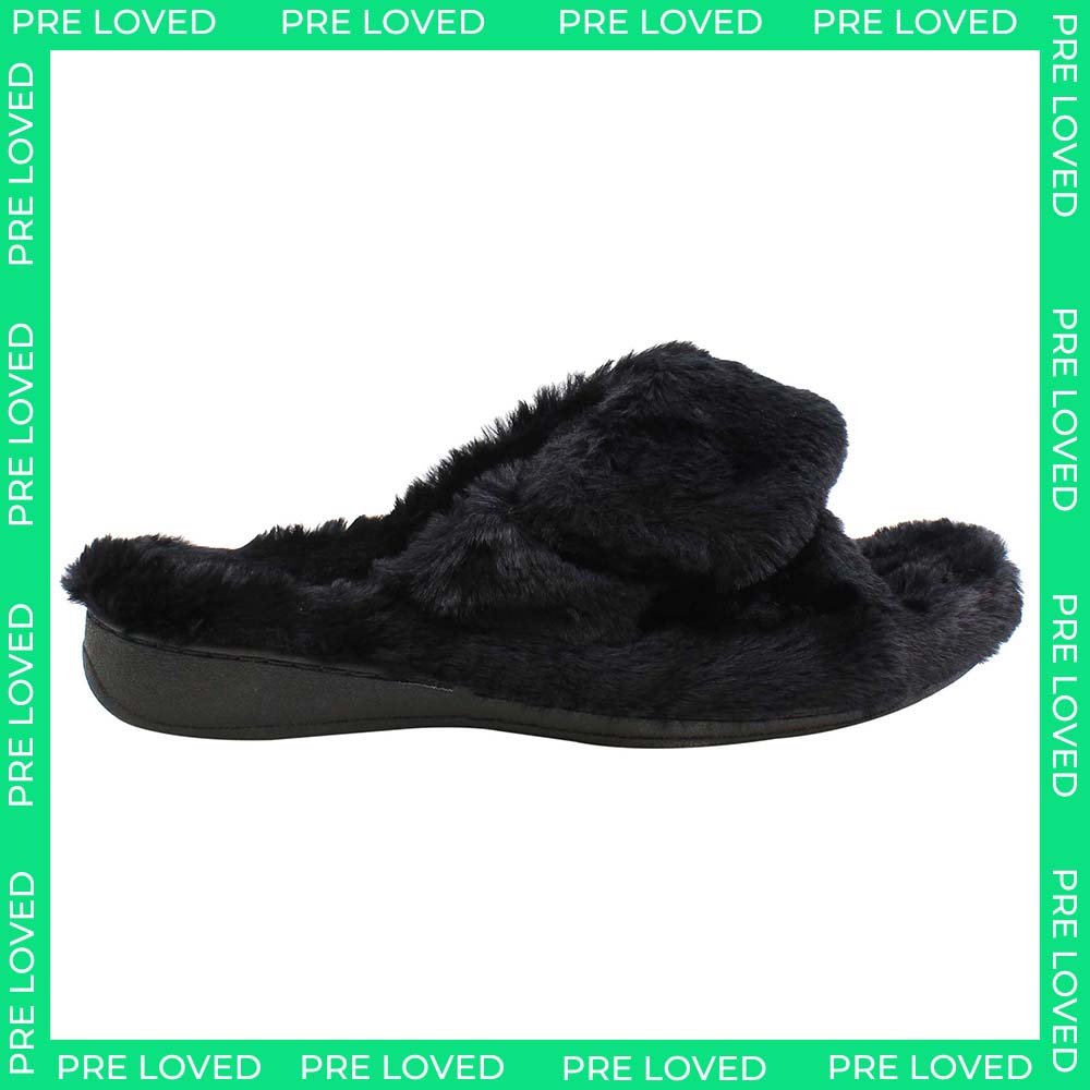 Vionic Indulge Relax Plush Womens Black Slippers NO BOX