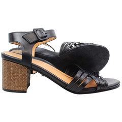 Vionic Papaya Peony Nat Womens Black Heeled Sandals