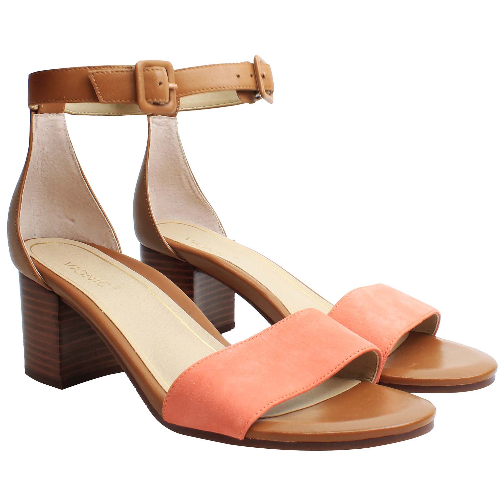 Vionic Papaya Rosie Nat Womens Brown Heeled Sandals