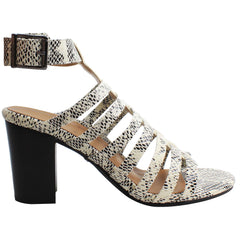 Vionic Perk Sami Snake Womens White/Black Heeled Sandals