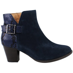 Vionic Naomi Snake Womens Navy Heeled Boots