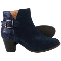 Vionic Naomi Snake Womens Navy Heeled Boots