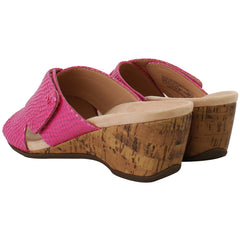 Vionic Paradise Leticia Lizard Womens Pink Wedge Sandals