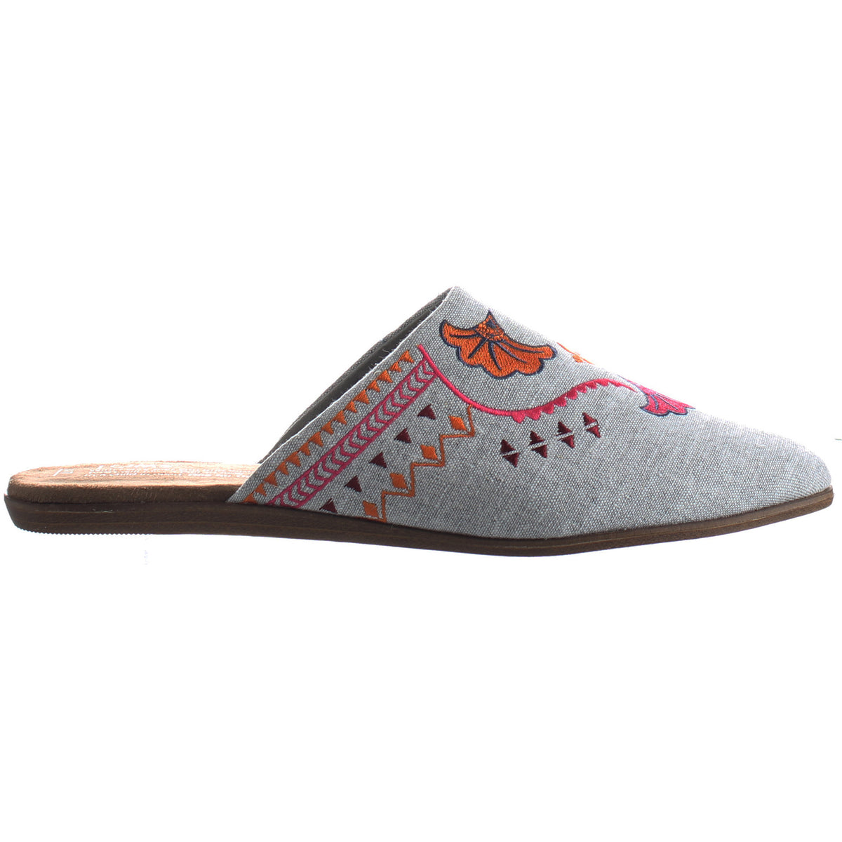 Toms Chambray Jutti Mule Grey Womens Flip-Flops