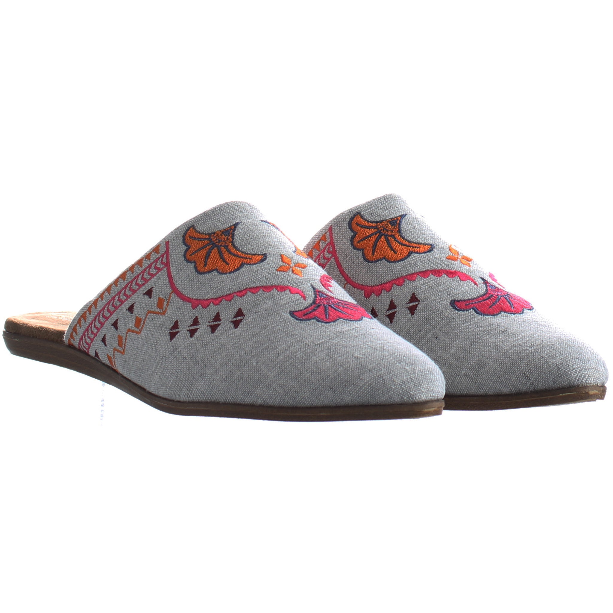 Toms Chambray Jutti Mule Grey Womens Flip-Flops