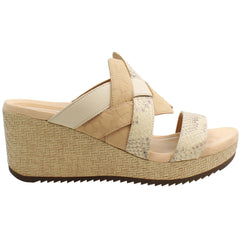 Vionic Tara Snake Womens Brown Wedges