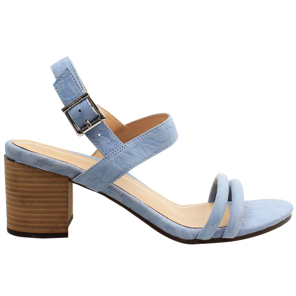 Vionic Paula Embossed Womens Blue Heeled Sandals