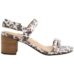 Vionic Paula Embossed Leopard Womens White/Brown Heeled Sandals