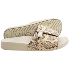 Vionic Keira Snake Womens Cream Sliders