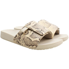 Vionic Keira Snake Womens Cream Sliders