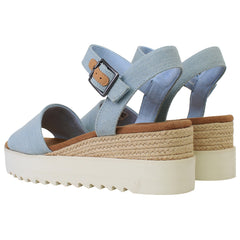 Toms Diana Womens Denim Blue Wedge Sandals