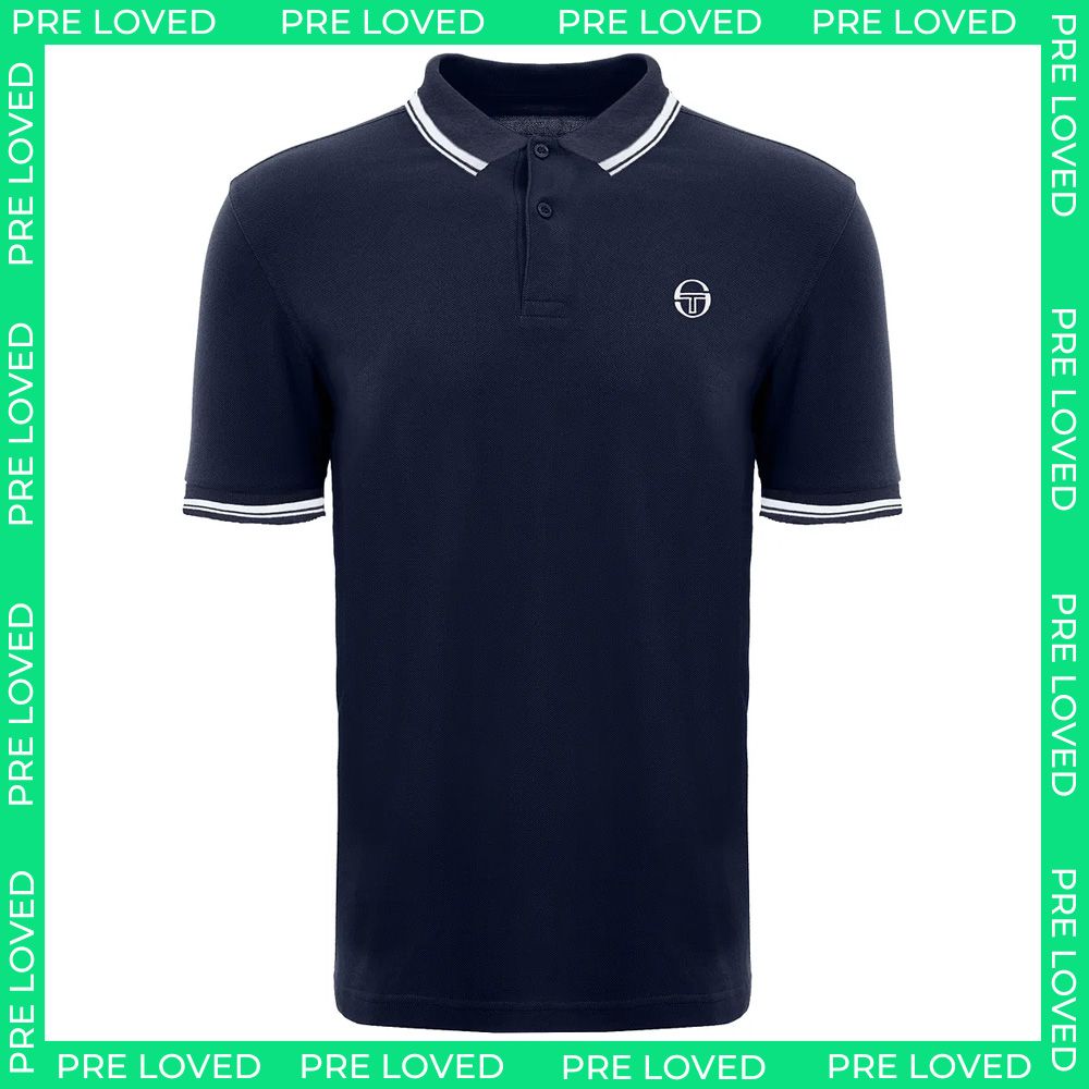 Sergio Tacchini Iconic Mens Navy/White Polo Shirt NO TAG