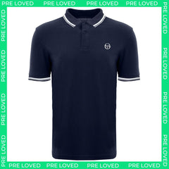 Sergio Tacchini Iconic Mens Navy/White Polo Shirt NO TAG