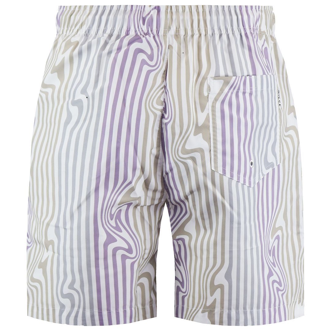 Nicce Strata Mens White/Lilac Swim Shorts