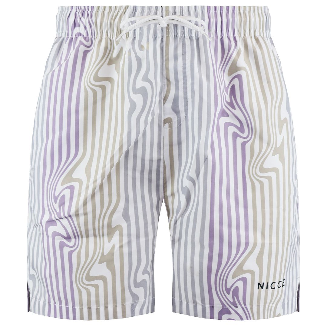 Nicce Strata Mens White/Lilac Swim Shorts