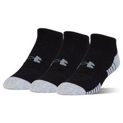 Under Armour 3-Pack HeatGear Mens Black/Grey No Show Socks