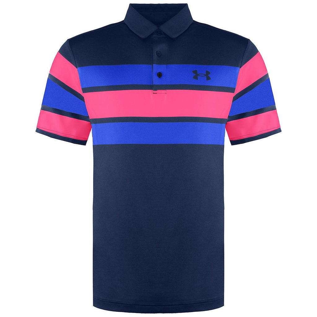 Under Armour Playoff 2.0 Mens Blue/Pink Polo Shirt