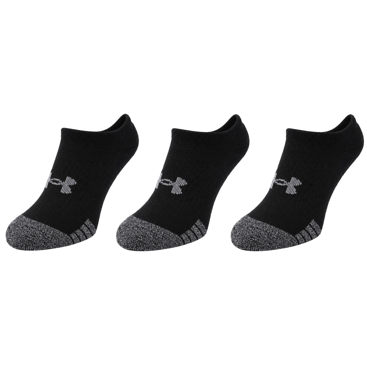 Under Armour 3-Pack HeatGear No Show Kids Black Socks
