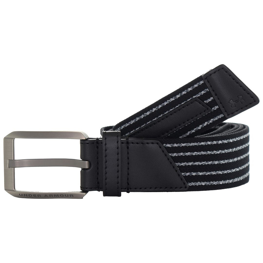 Under Armour Woven Leather Mens Black Golf Belt