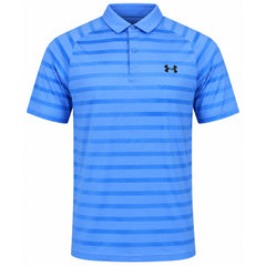 Under Armour Iso-Chill Floral Stripe Mens Blue Golf Polo Shirt