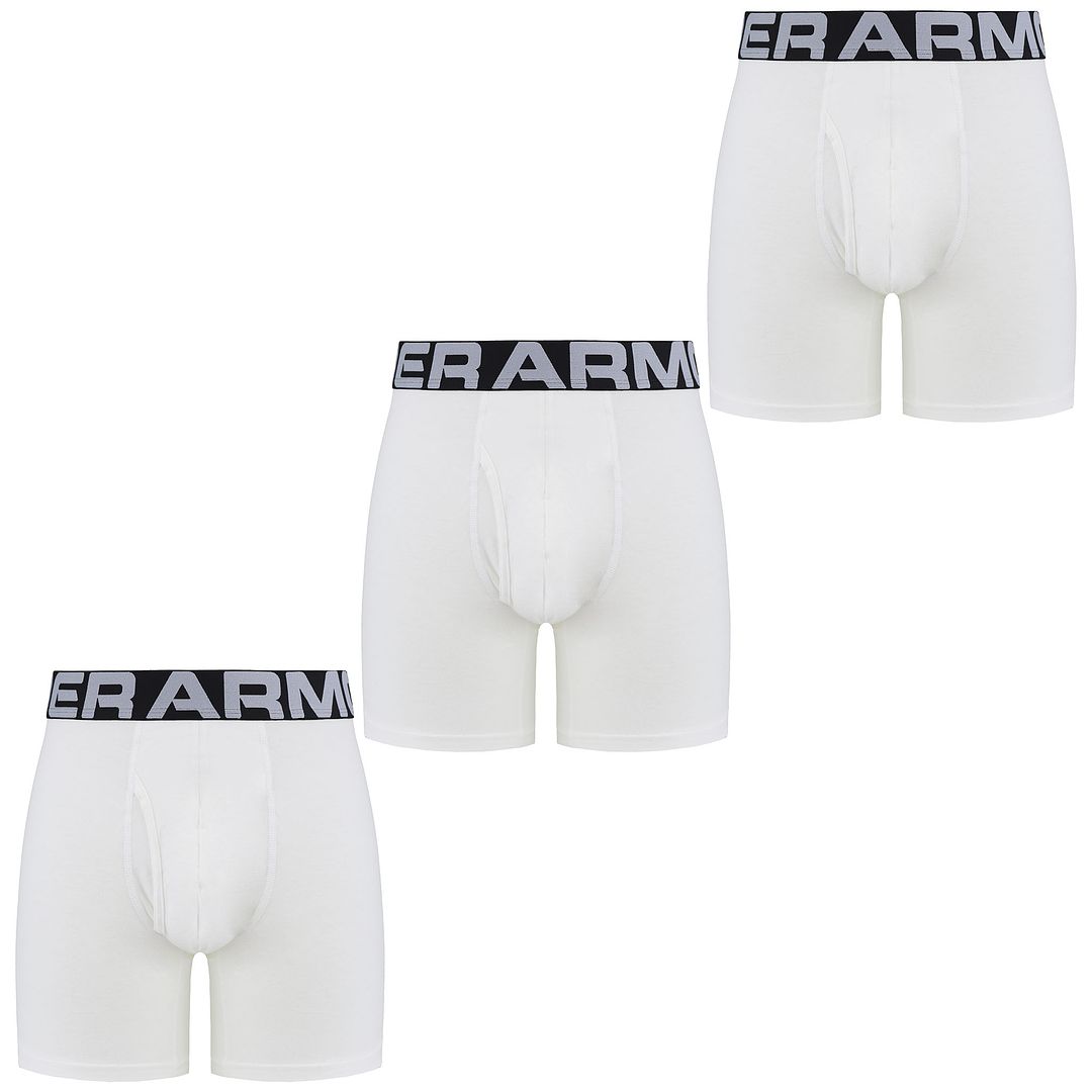 Under Armour 3-Pack Mens White Charged Cotton Boxer Shorts