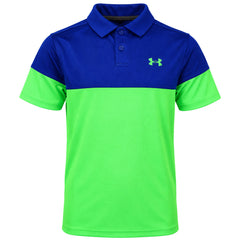 Under Armour Performance Blocked Kids Green/Navy Polo Shirt
