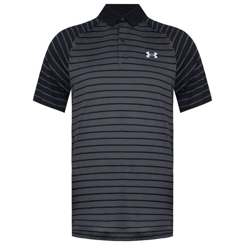 Under Armour Iso-Chill Mens Black Stripe Polo Shirt