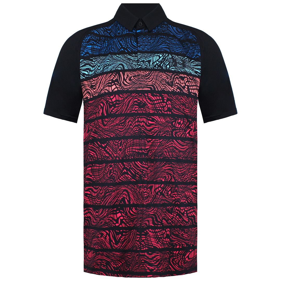 Under Armour Iso-Chill Mens Black/Purple Psych Stripe Polo Shirt