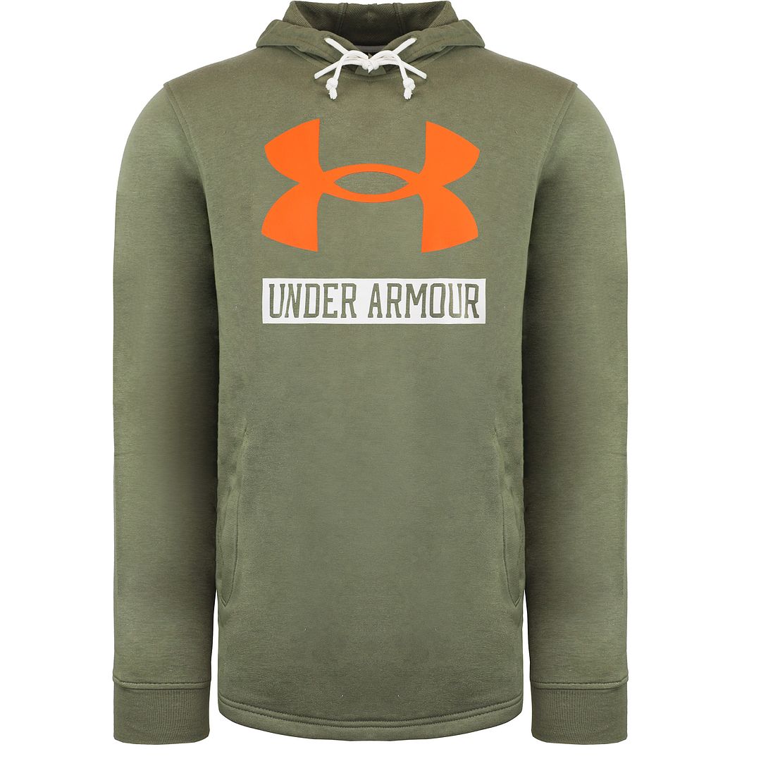 Under Armour Rival Terry Mens Green Logo Hoodie