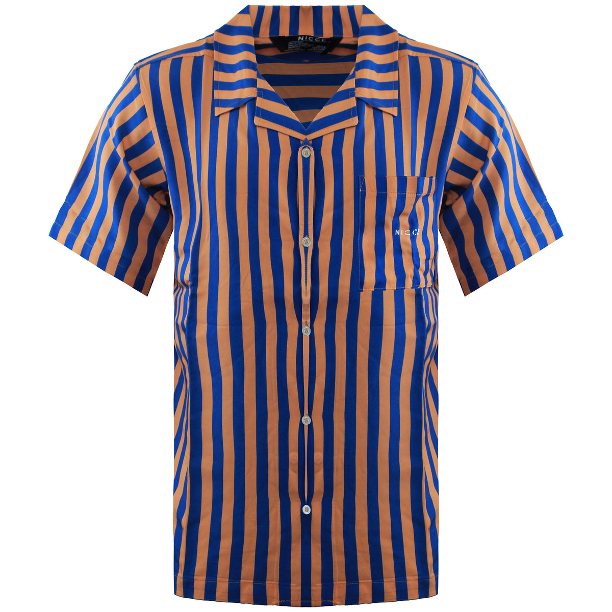 Nicce Summer Series Stripe Mens Blue/Orange Shirt