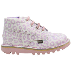 Kickers Kick Hi Ankle Kids White/Pink Boots