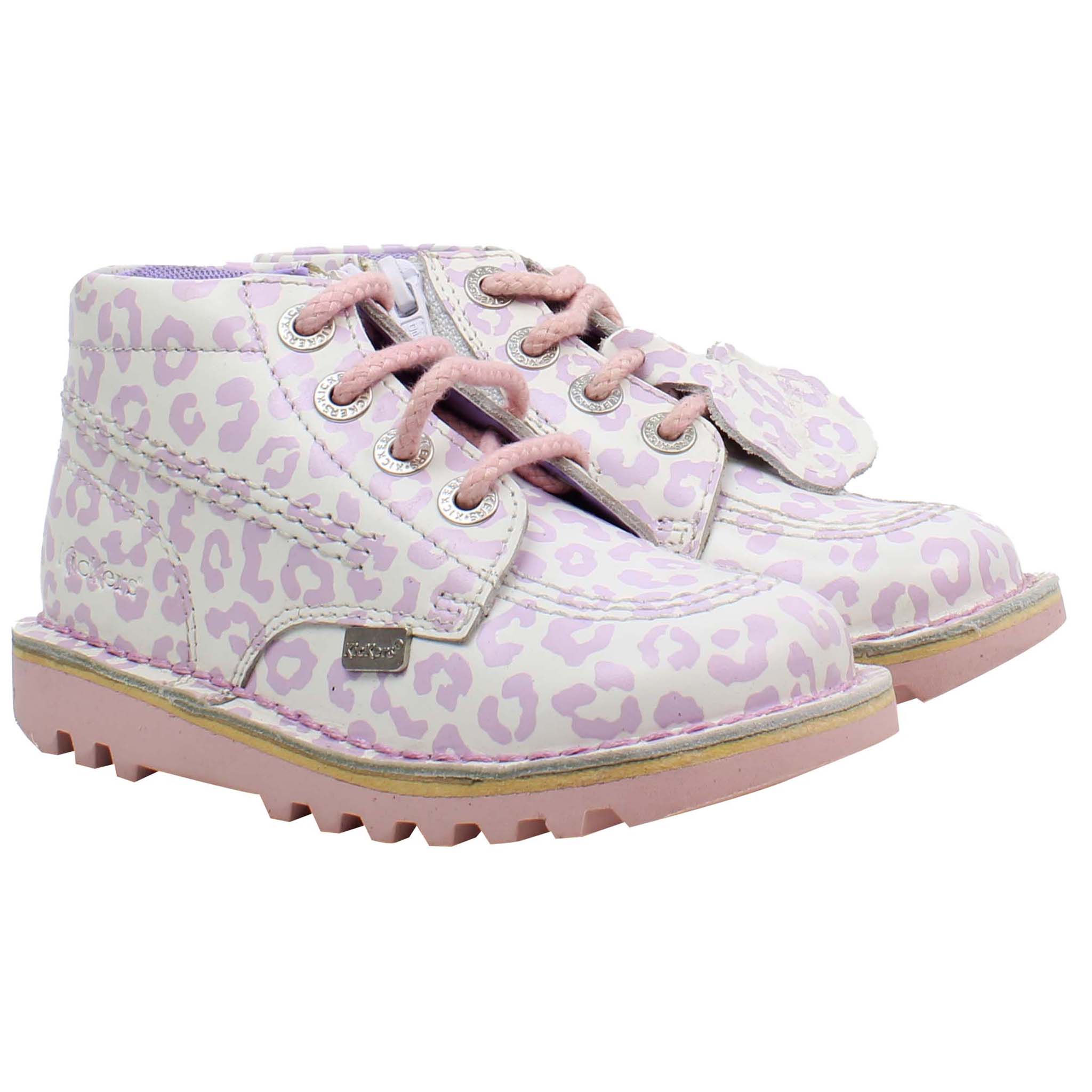 Kickers Kick Hi Ankle Kids White/Pink Boots