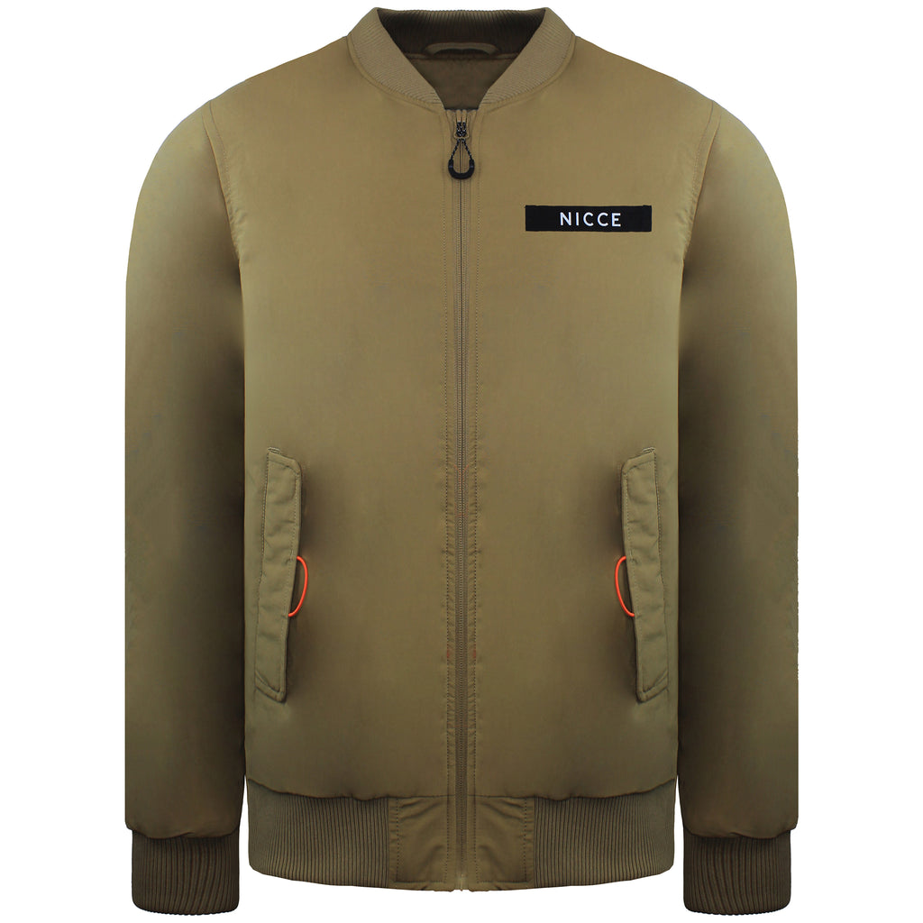 Nicce Meru Mens Light Brown Bomber Jacket