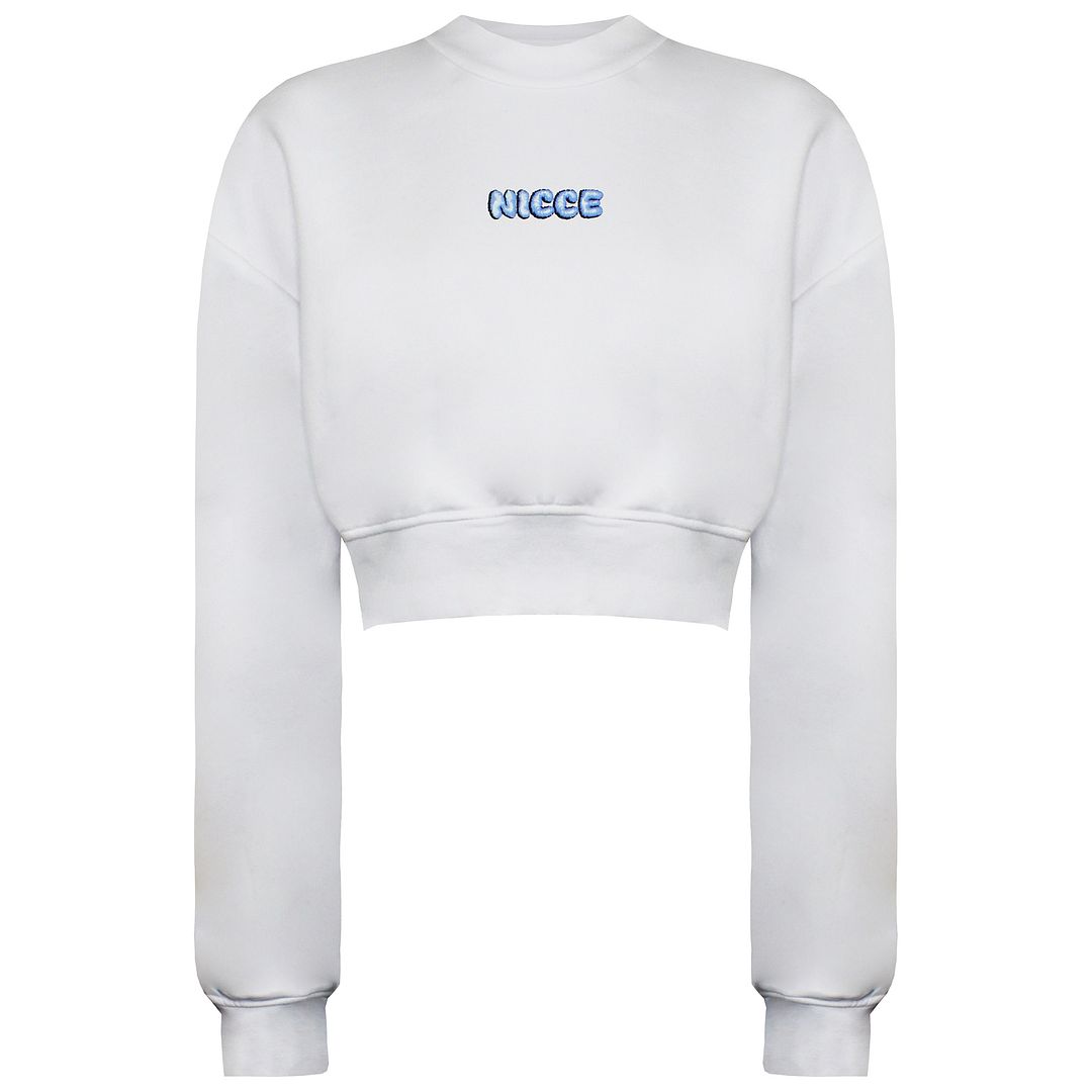 Nicce Anta Womens White Cropped Sweater