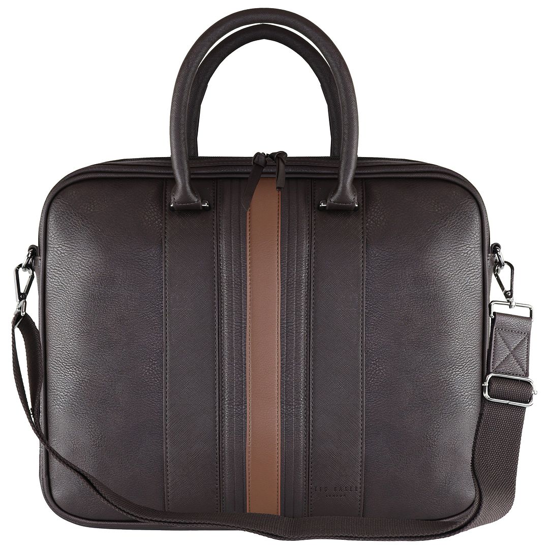 Ted Baker Nevver Mens Brown Striped Document Bag