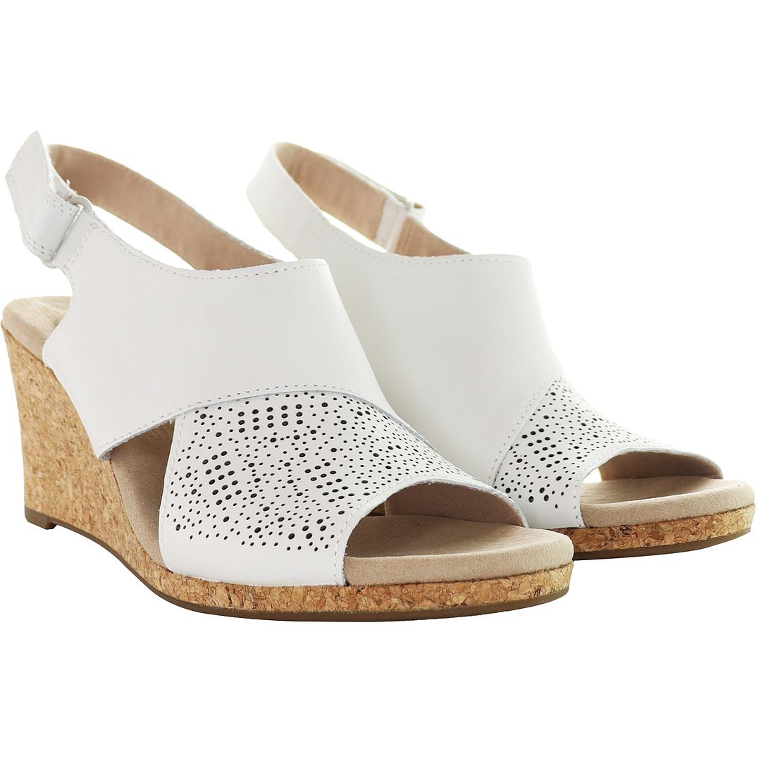 Clarks Lafley Joy Womens White Wedges