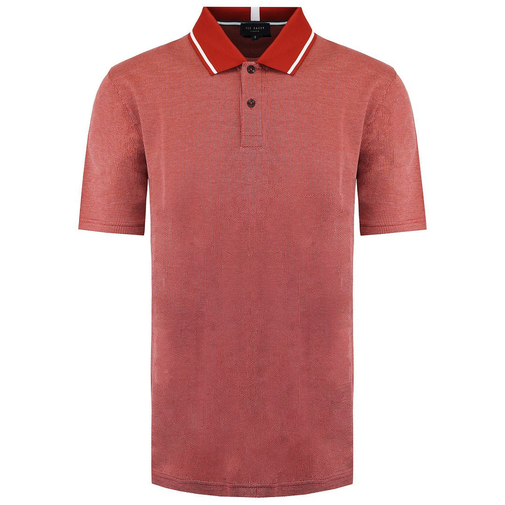 Ted Baker Arts Mini Jacquard Stitch Mens Dark Red Polo Shirt