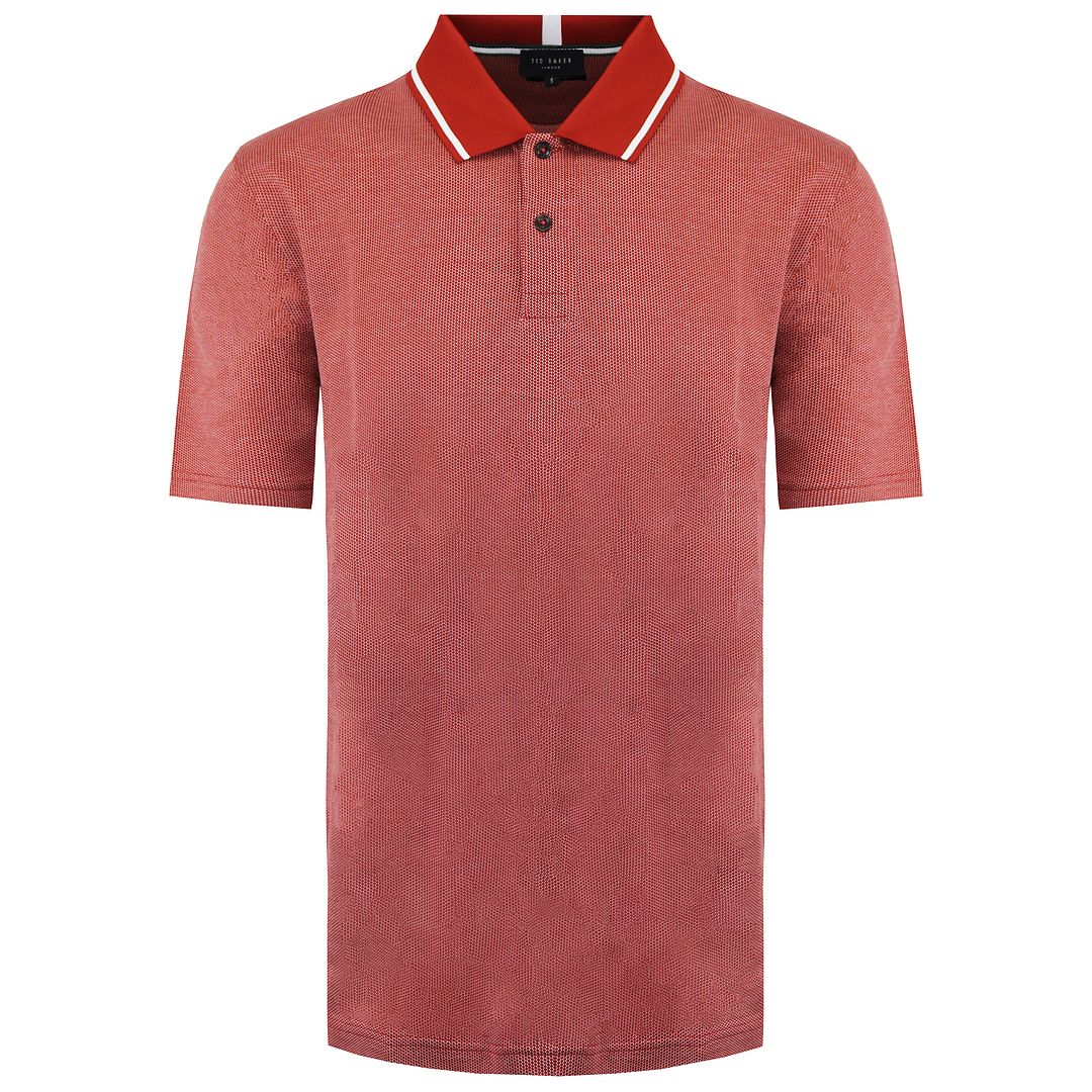 Ted Baker Arts Mini Jacquard Stitch Mens Dark Red Polo Shirt