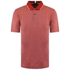 Ted Baker Arts Mini Jacquard Stitch Mens Dark Red Polo Shirt