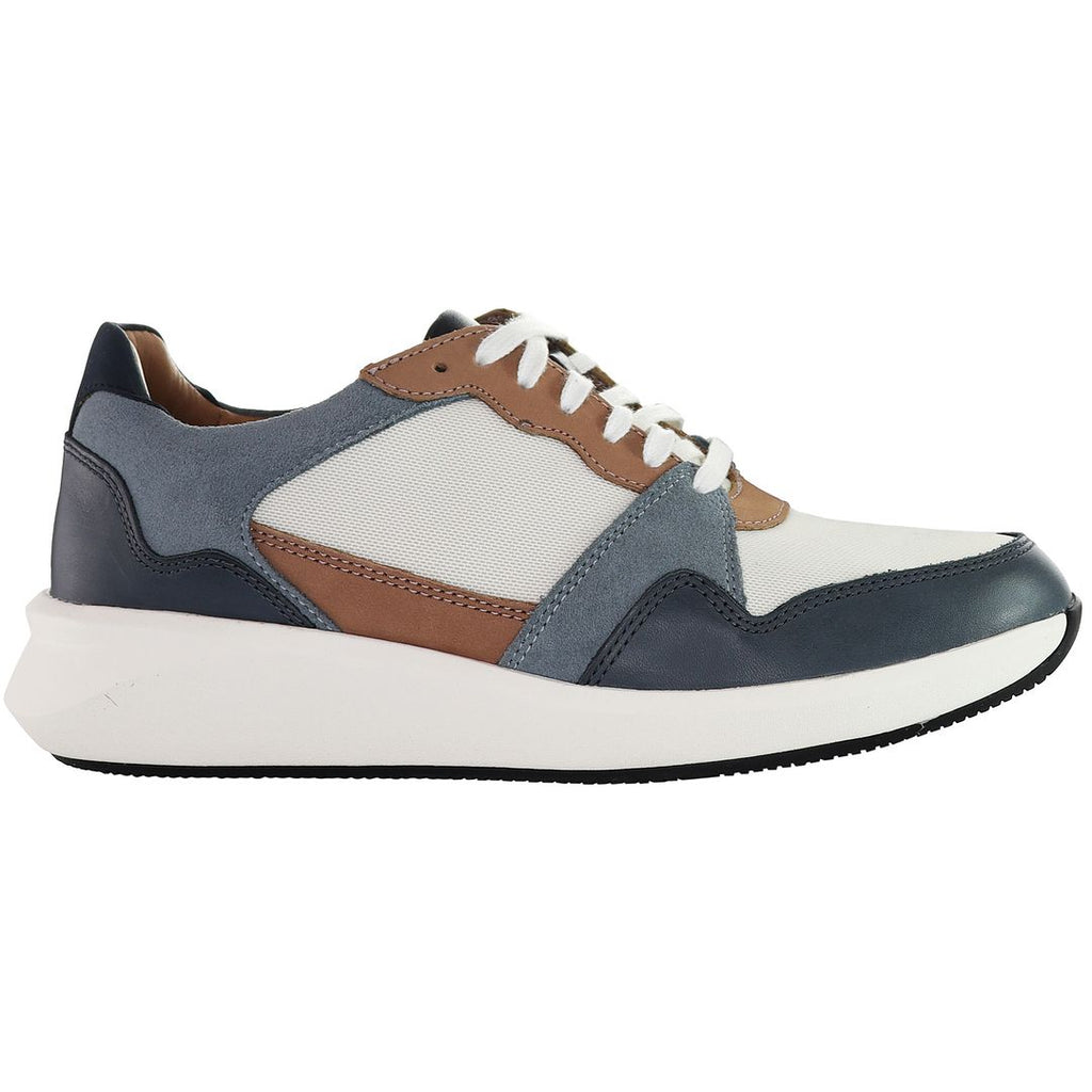 Clarks Un Rio Run Womens White/Blue Trainers