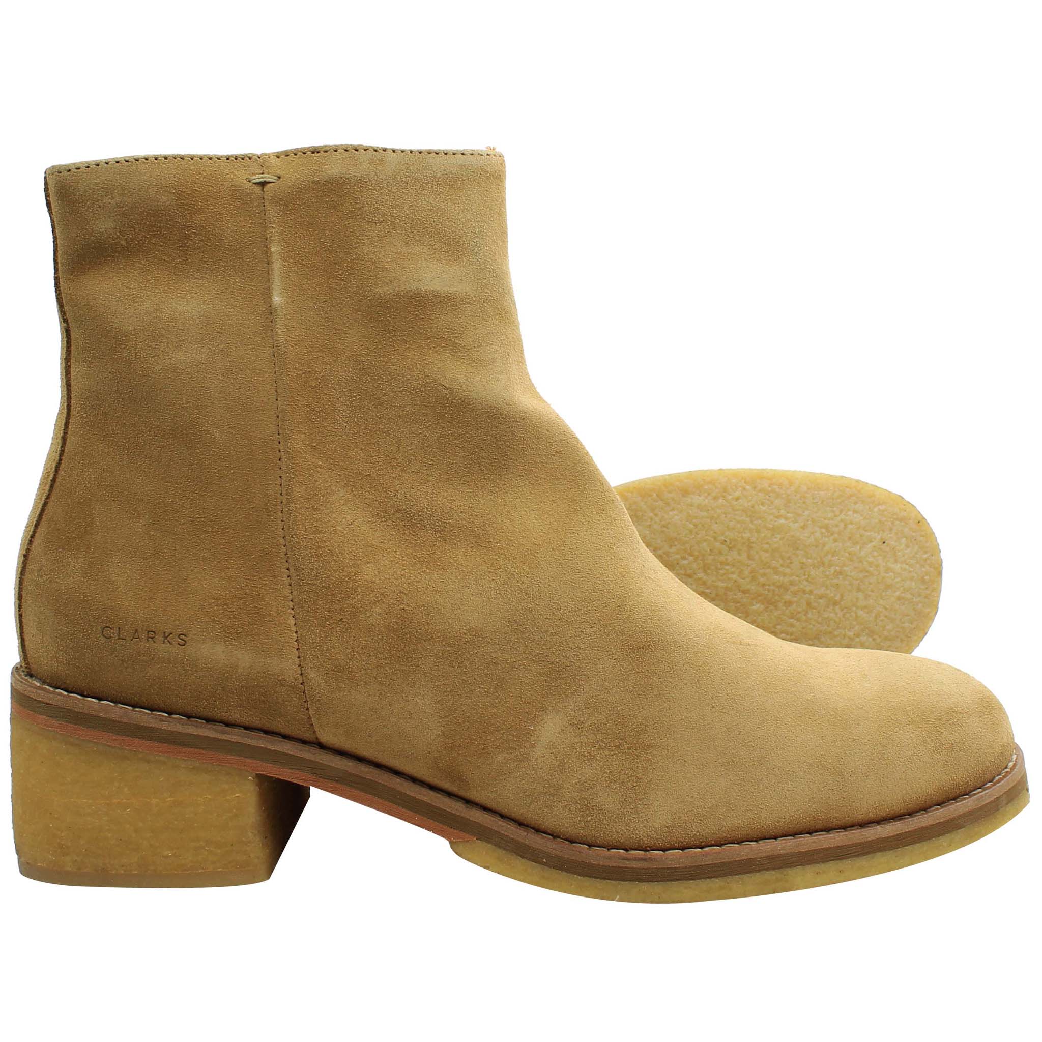 Clarks Amara Crepe Womens Tan Ankle Boots