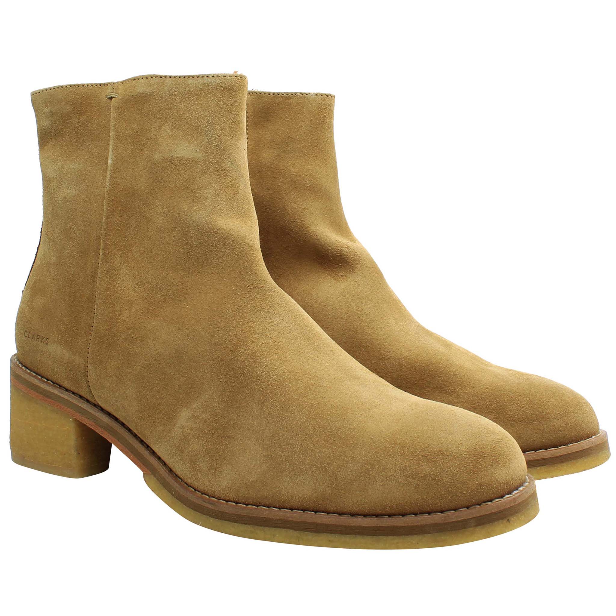 Clarks Amara Crepe Womens Tan Ankle Boots