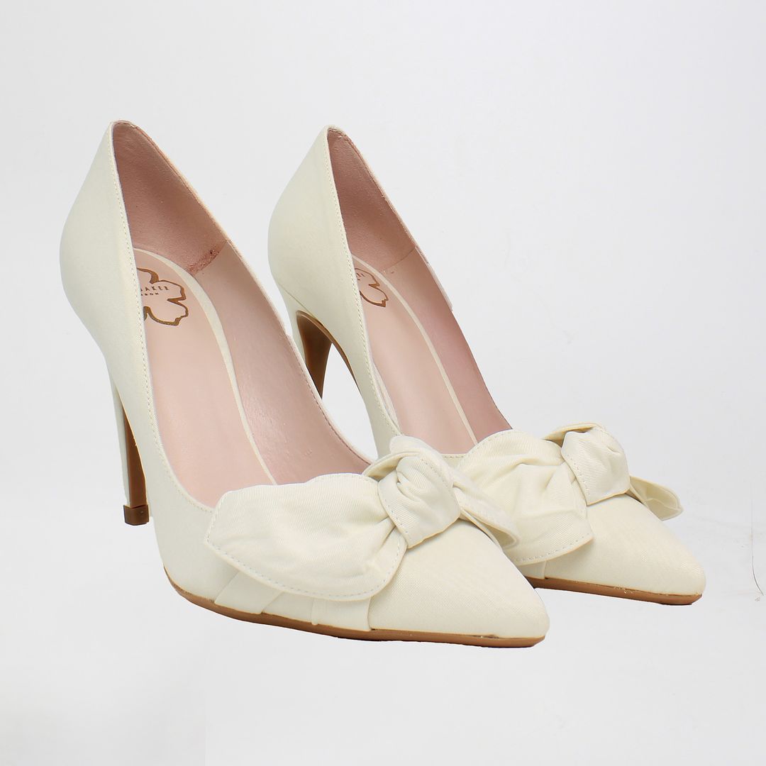 Ted Baker Hyana Moire Bow Womens Beige Court Shoes NO BOX