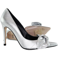 Ted Baker Ryal Metallic Bow Womens Silver Court Shoes